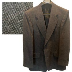 Like New Oscar de la Renta 43L Wool Houndstooth Sport Coat Sports Jacket Blazer